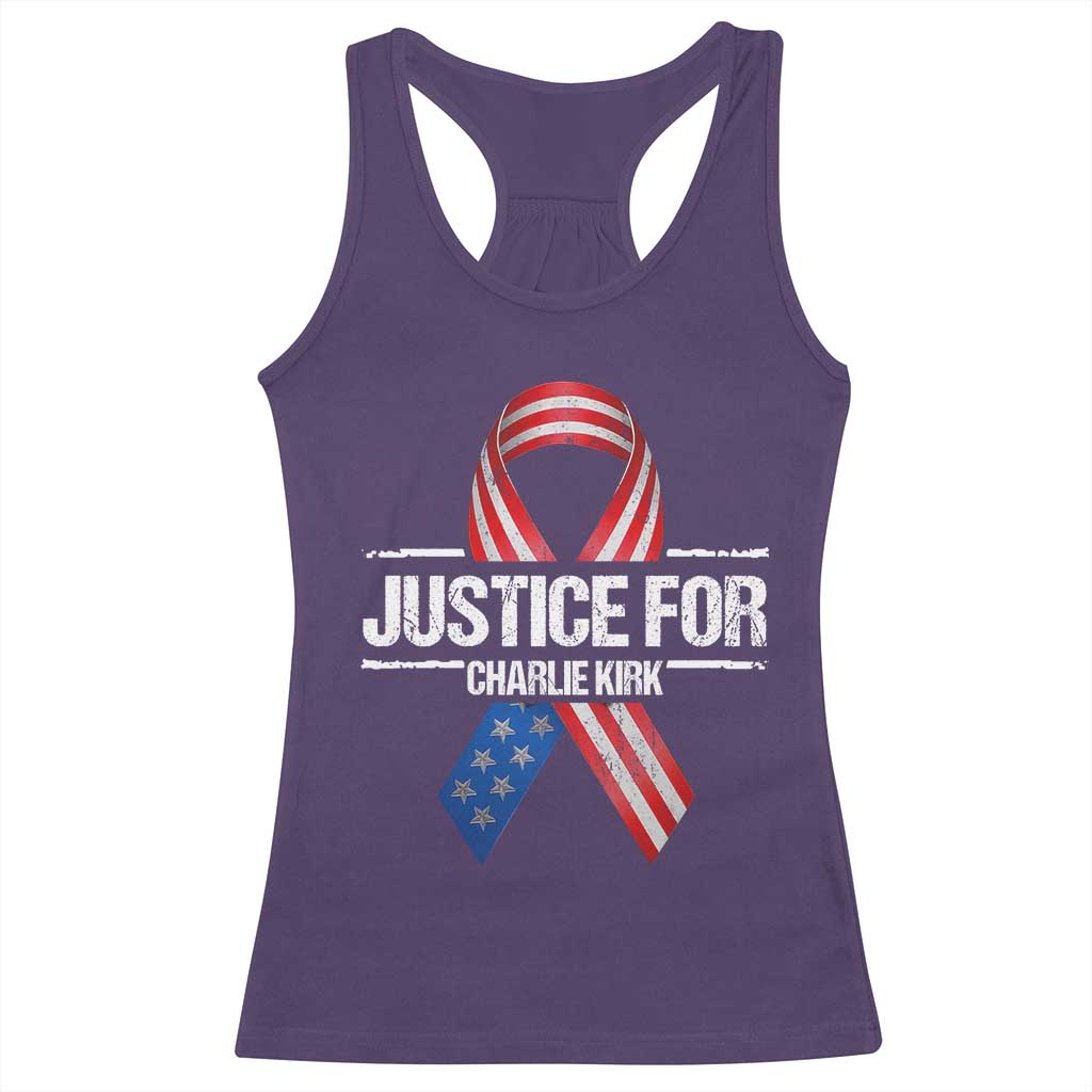 Justice For Charlie Kirk Racerback Tank Top Patriotic Tribute Human Rights Activist - Wonder Print Shop