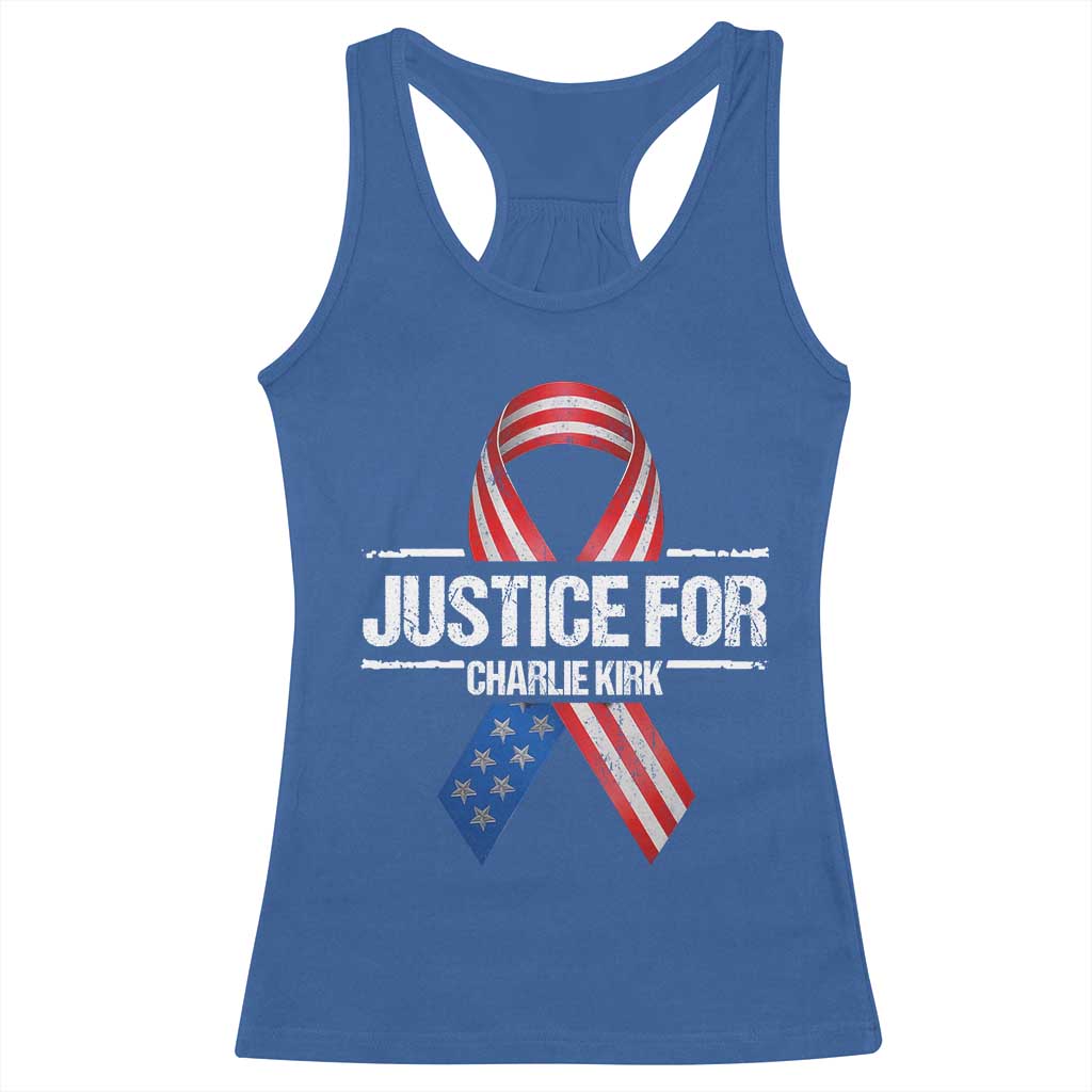 Justice For Charlie Kirk Racerback Tank Top Patriotic Tribute Human Rights Activist - Wonder Print Shop