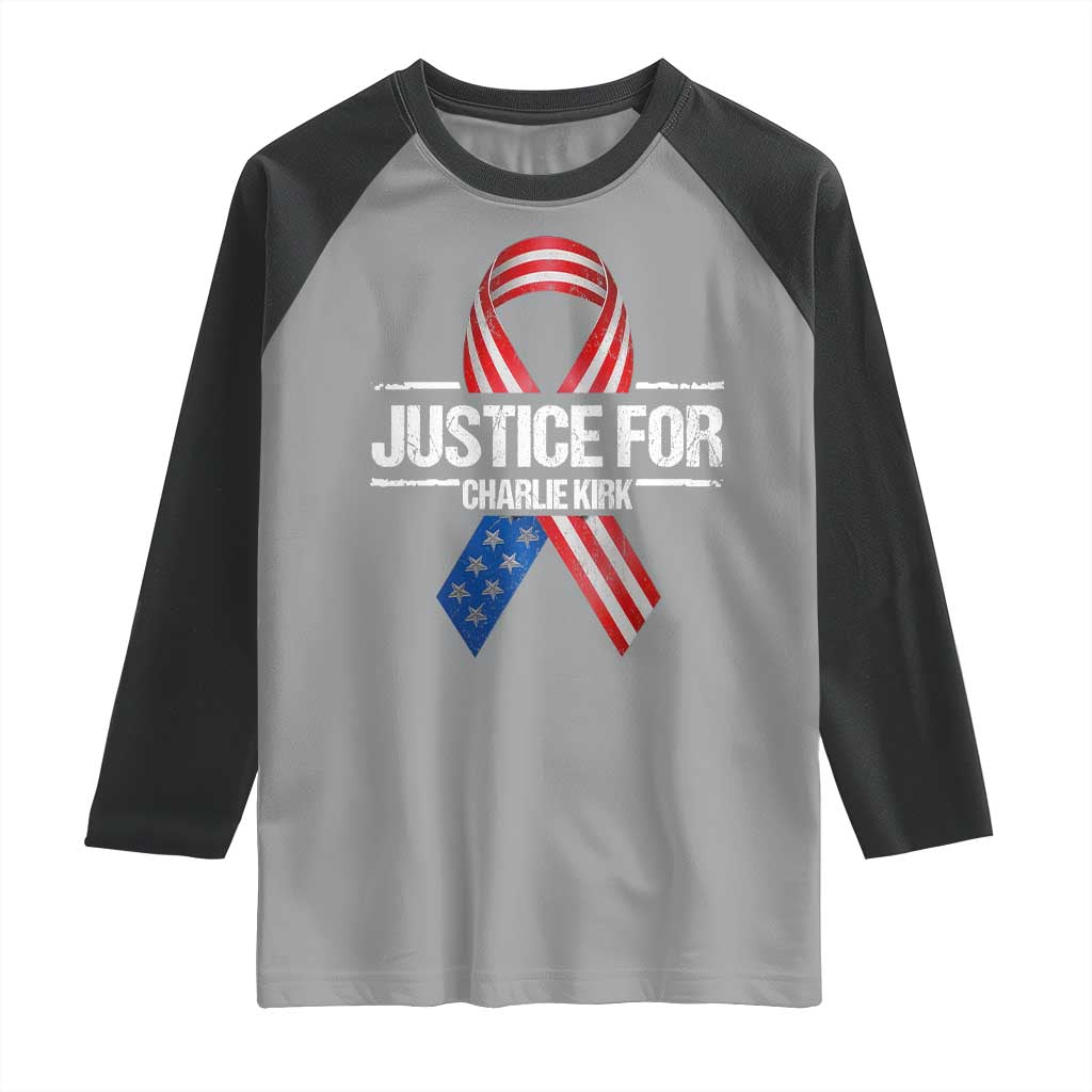 Justice For Charlie Kirk Raglan Shirt Patriotic Tribute Human Rights Activist - Wonder Print Shop