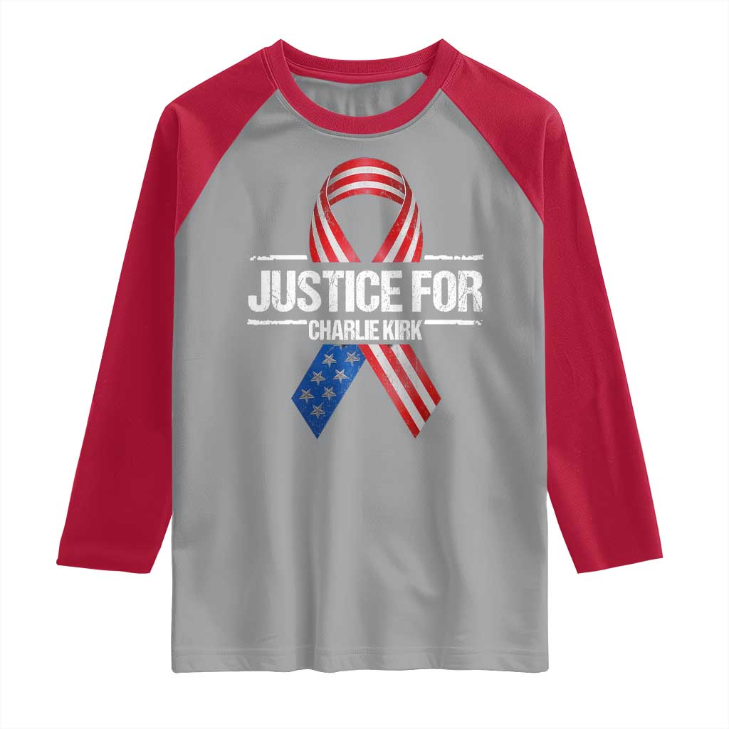 Justice For Charlie Kirk Raglan Shirt Patriotic Tribute Human Rights Activist - Wonder Print Shop