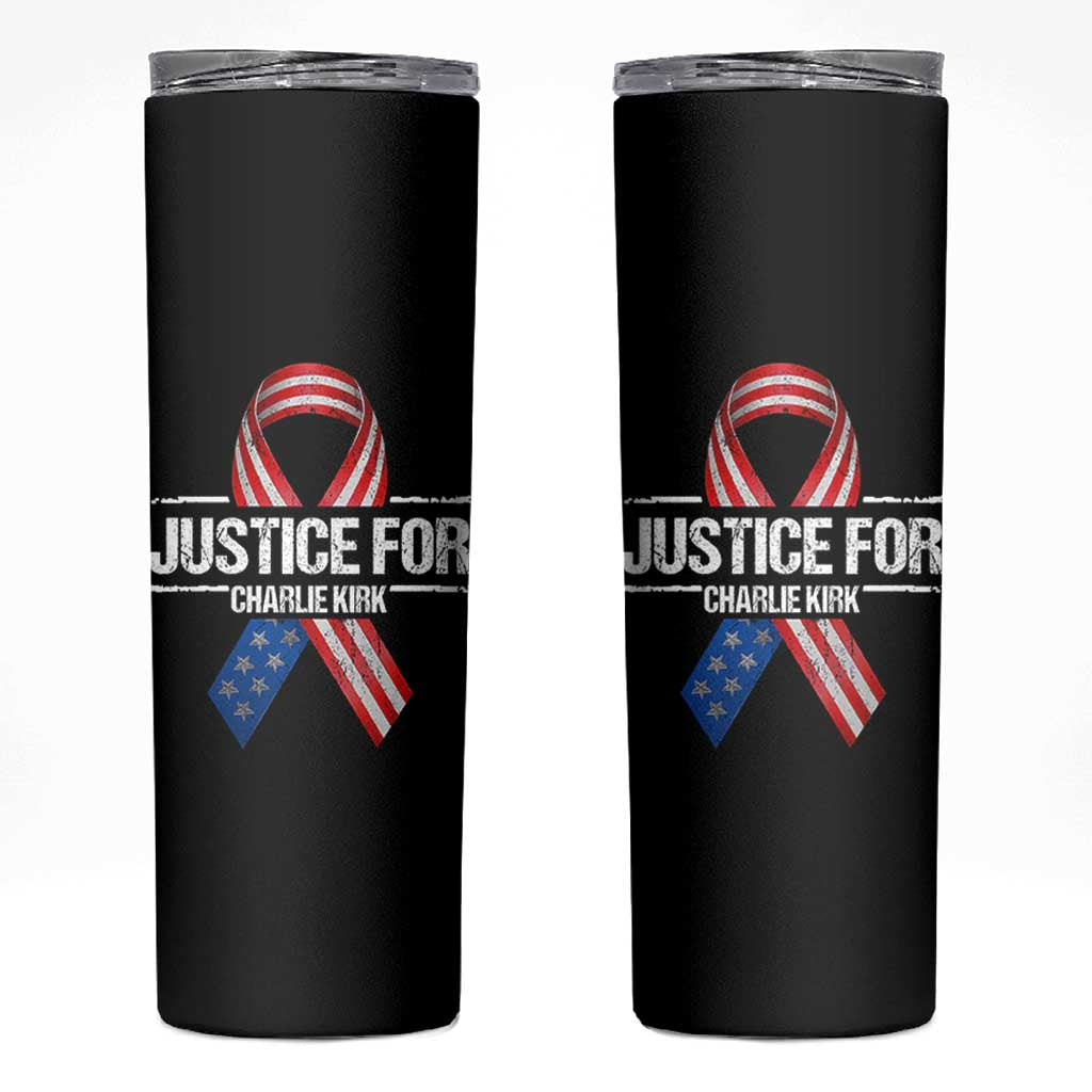 Justice For Charlie Kirk Skinny Tumbler Patriotic Tribute Human Rights Activist - Wonder Print Shop