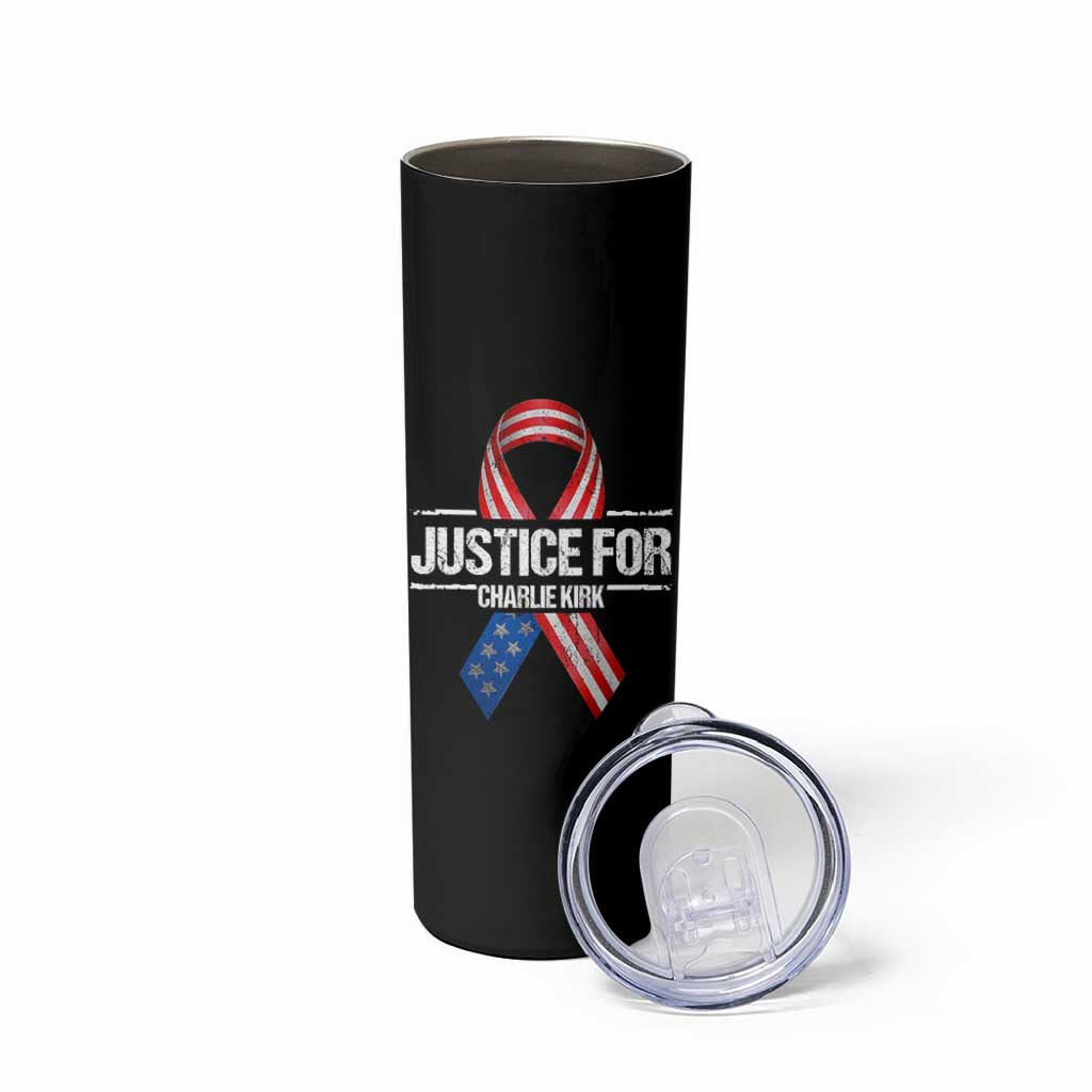 Justice For Charlie Kirk Skinny Tumbler Patriotic Tribute Human Rights Activist - Wonder Print Shop
