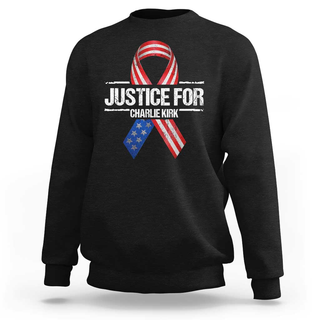 Justice For Charlie Kirk Sweatshirt Patriotic Tribute Human Rights Activist - Wonder Print Shop