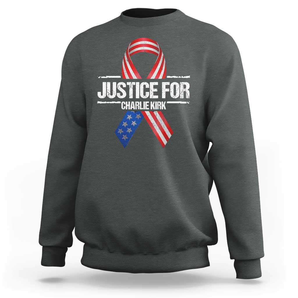 Justice For Charlie Kirk Sweatshirt Patriotic Tribute Human Rights Activist - Wonder Print Shop