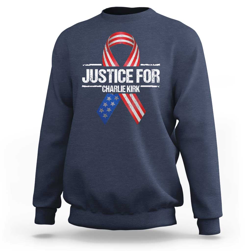 Justice For Charlie Kirk Sweatshirt Patriotic Tribute Human Rights Activist - Wonder Print Shop