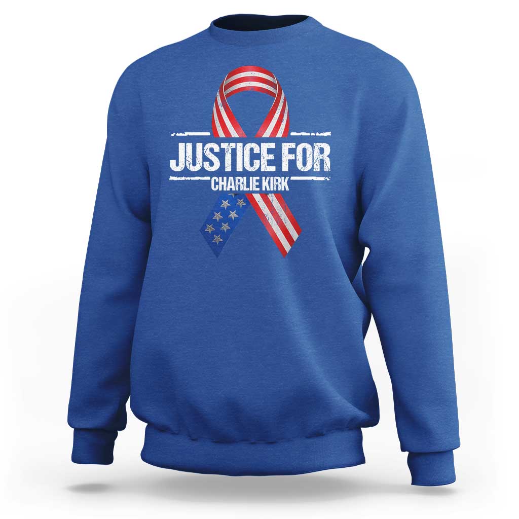 Justice For Charlie Kirk Sweatshirt Patriotic Tribute Human Rights Activist - Wonder Print Shop