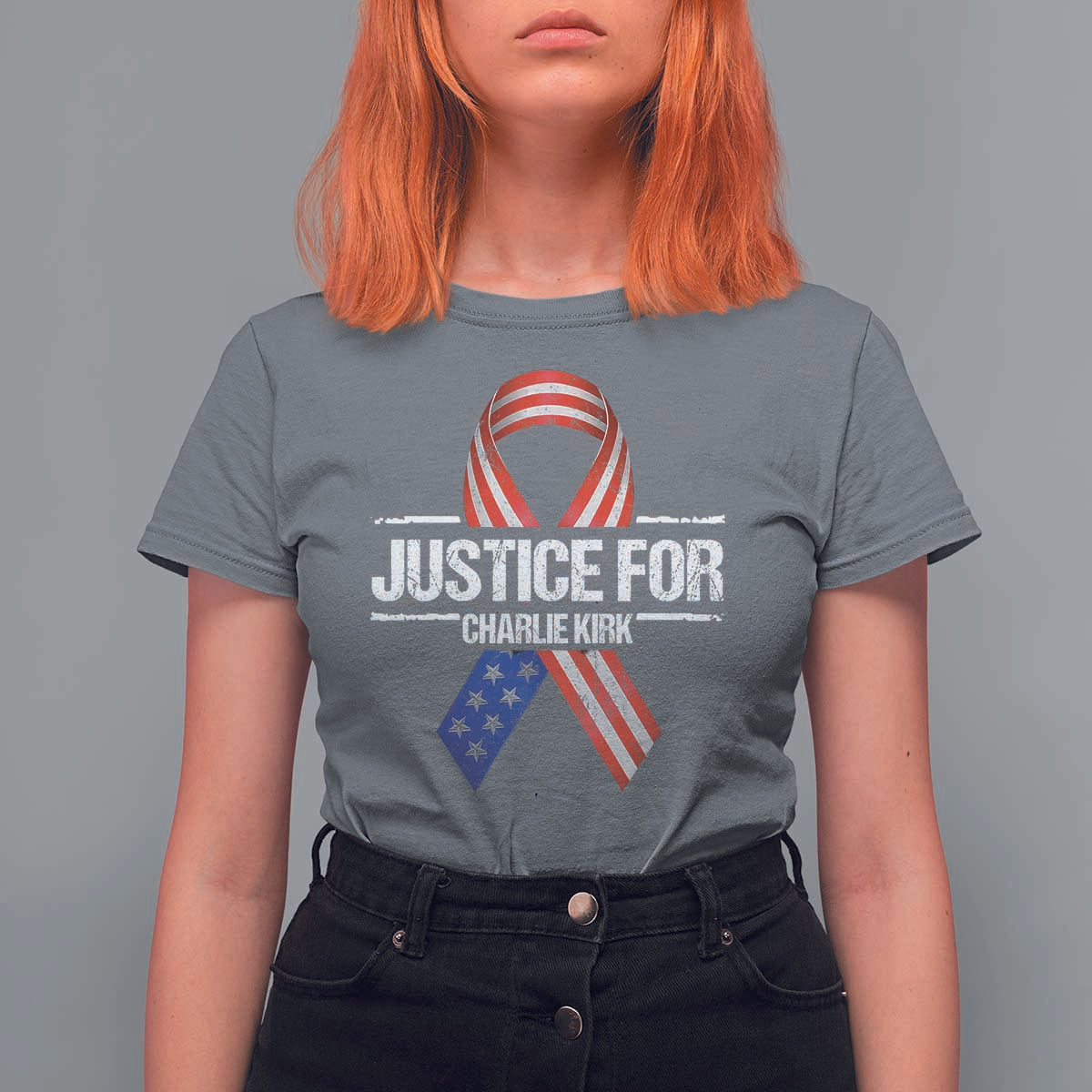 Justice For Charlie Kirk T Shirt For Women Patriotic Tribute Human Rights Activist - Wonder Print Shop