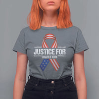 Justice For Charlie Kirk T Shirt For Women Patriotic Tribute Human Rights Activist - Wonder Print Shop