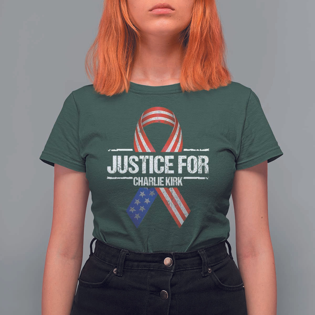 Justice For Charlie Kirk T Shirt For Women Patriotic Tribute Human Rights Activist - Wonder Print Shop