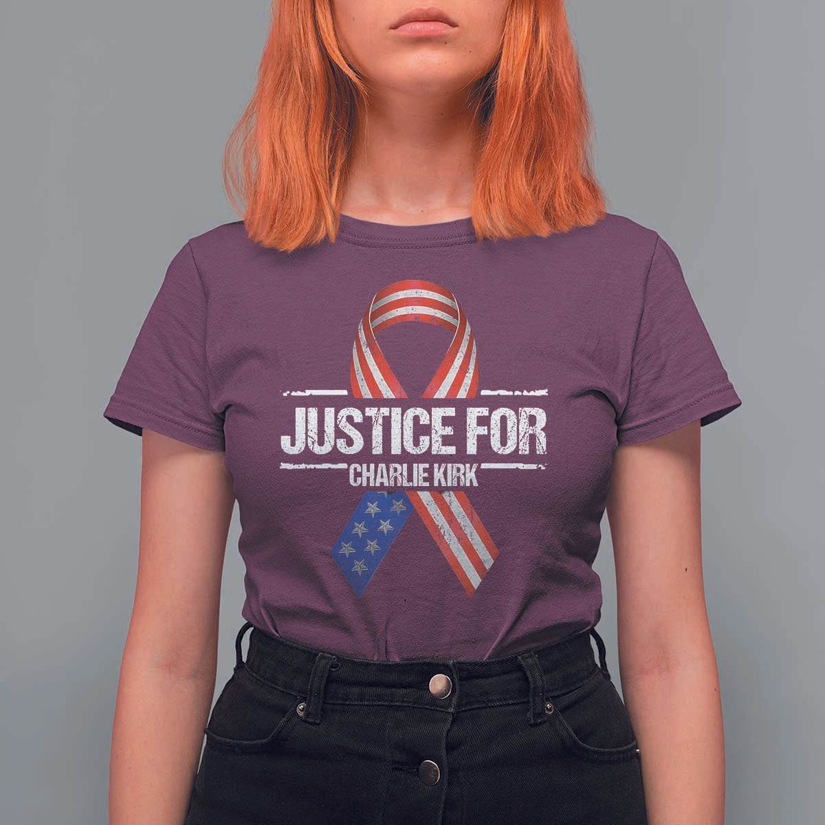 Justice For Charlie Kirk T Shirt For Women Patriotic Tribute Human Rights Activist - Wonder Print Shop