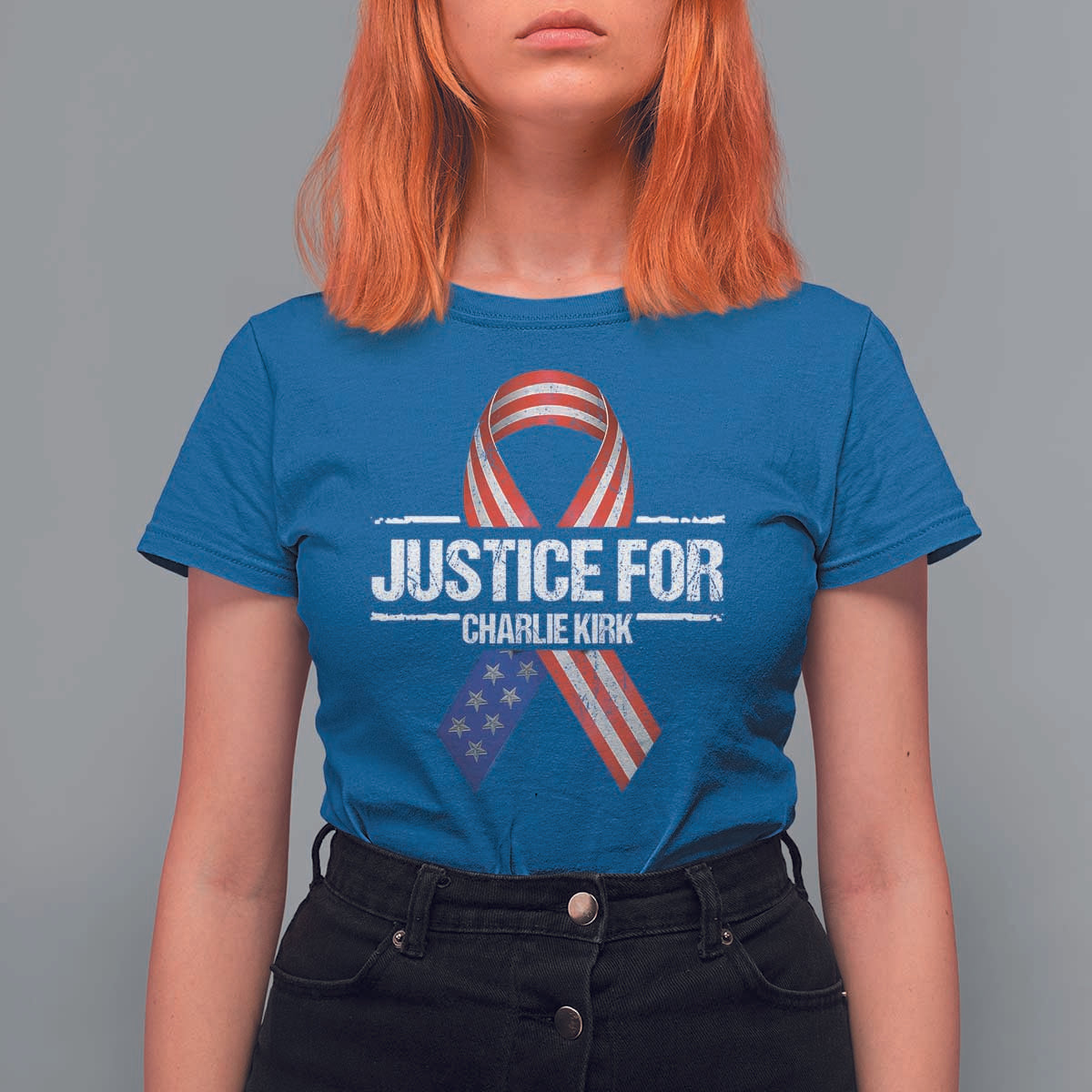 Justice For Charlie Kirk T Shirt For Women Patriotic Tribute Human Rights Activist - Wonder Print Shop