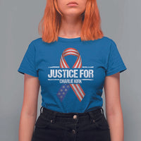 Justice For Charlie Kirk T Shirt For Women Patriotic Tribute Human Rights Activist - Wonder Print Shop