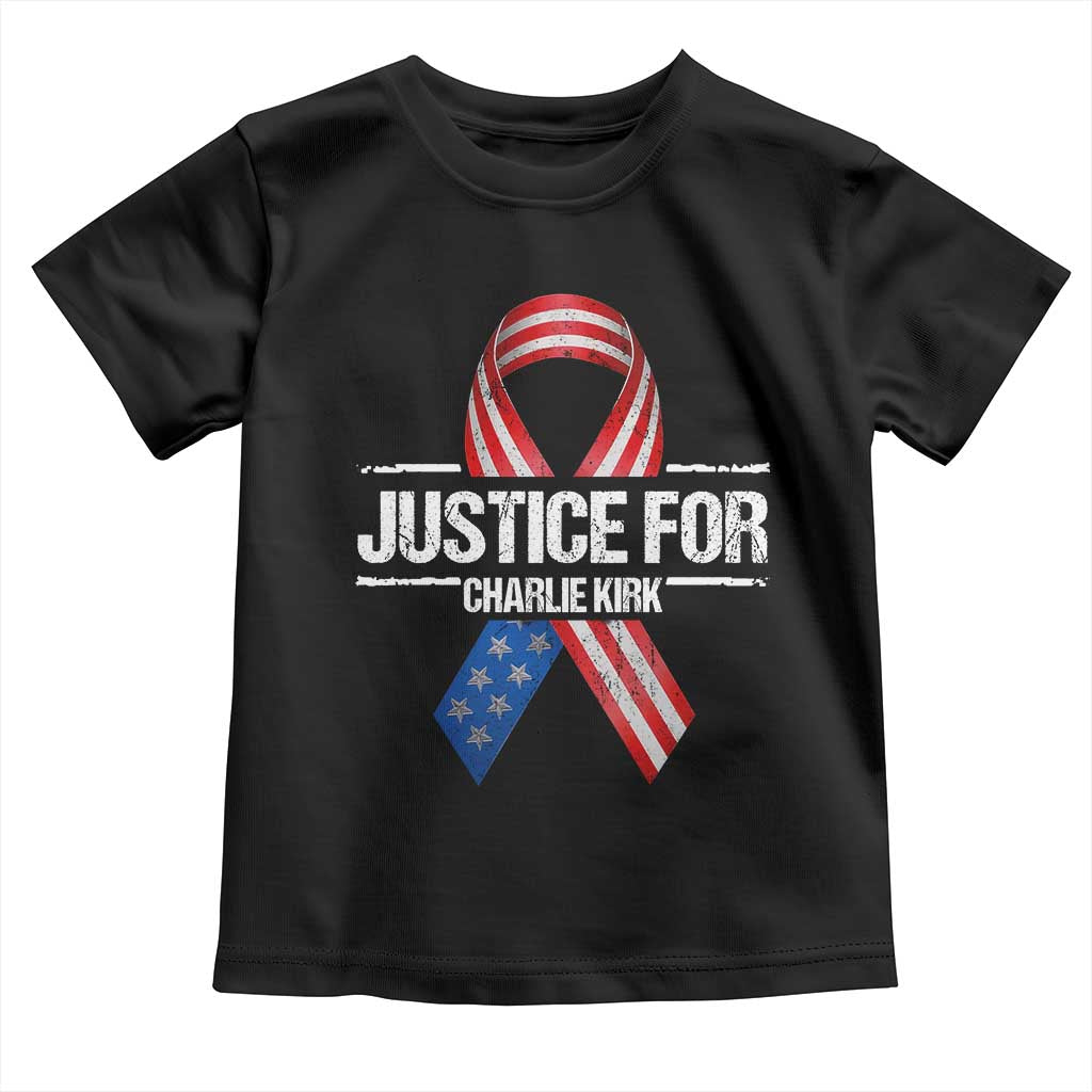 Justice For Charlie Kirk Toddler T Shirt Patriotic Tribute Human Rights Activist - Wonder Print Shop