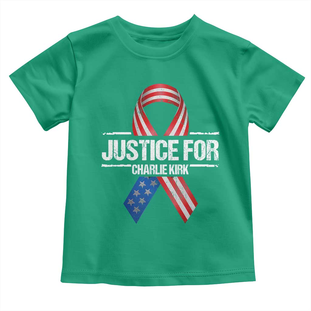 Justice For Charlie Kirk Toddler T Shirt Patriotic Tribute Human Rights Activist - Wonder Print Shop