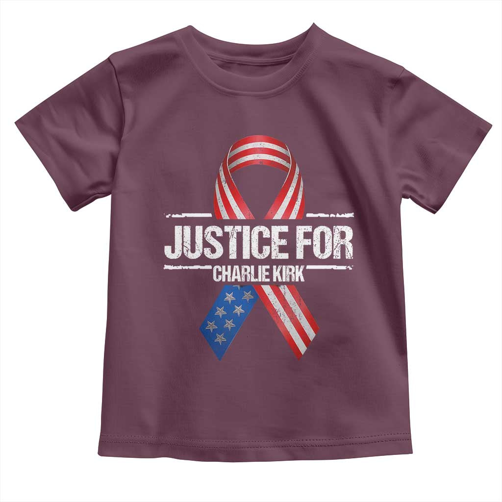 Justice For Charlie Kirk Toddler T Shirt Patriotic Tribute Human Rights Activist - Wonder Print Shop