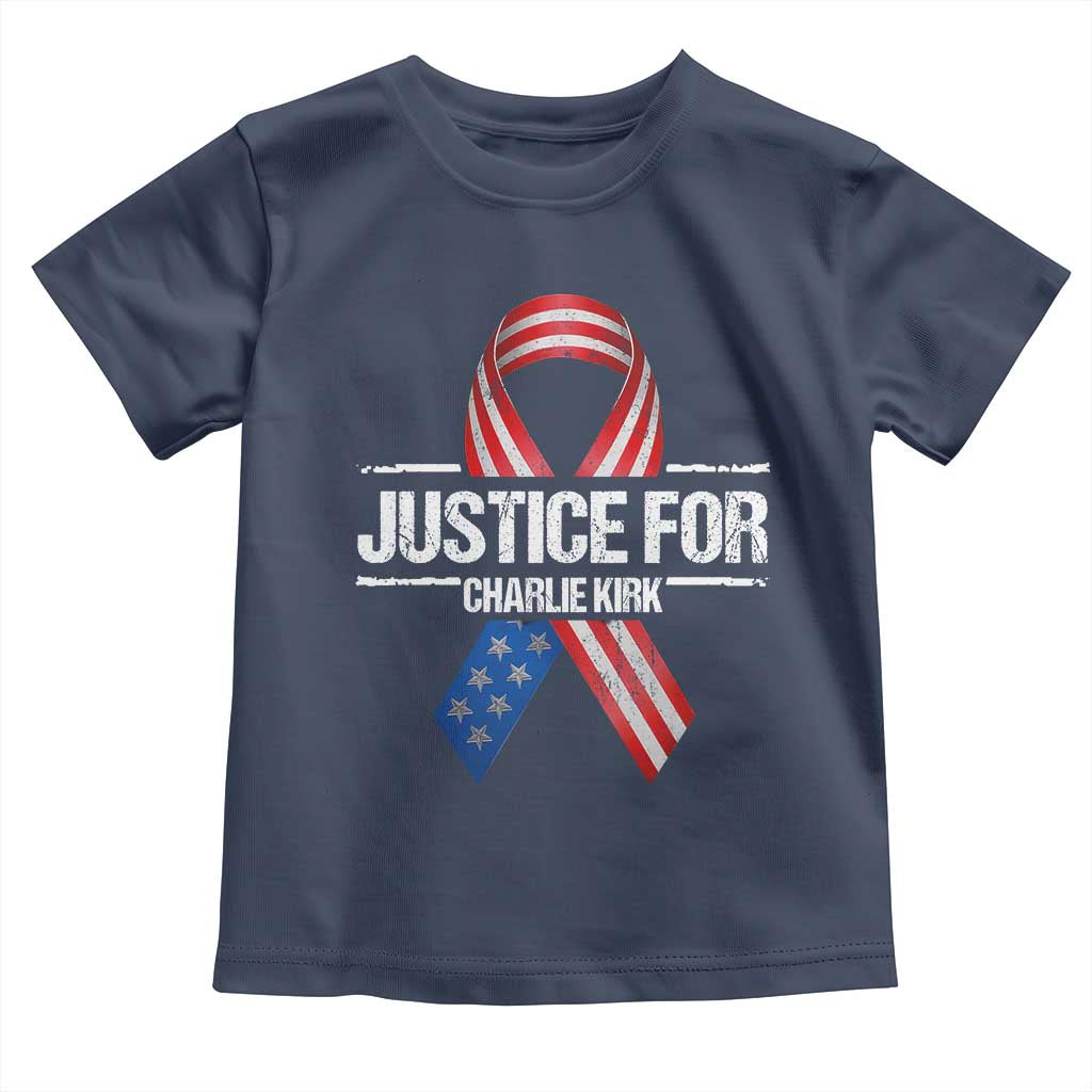 Justice For Charlie Kirk Toddler T Shirt Patriotic Tribute Human Rights Activist - Wonder Print Shop