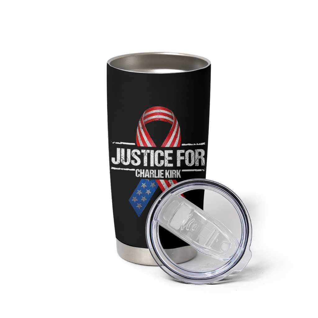 Justice For Charlie Kirk Tumbler Cup Patriotic Tribute Human Rights Activist - Wonder Print Shop