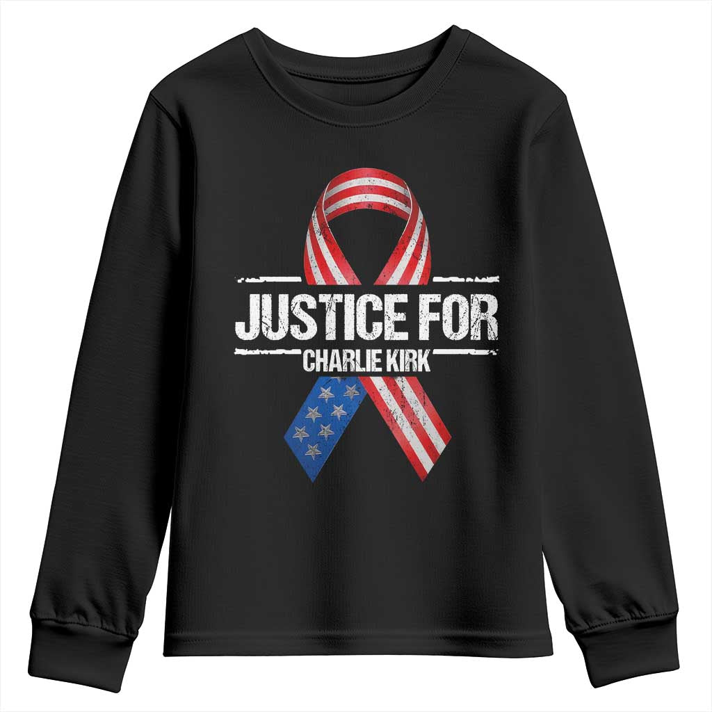 Justice For Charlie Kirk Youth Sweatshirt Patriotic Tribute Human Rights Activist - Wonder Print Shop