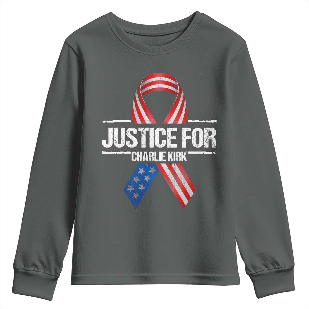 Justice For Charlie Kirk Youth Sweatshirt Patriotic Tribute Human Rights Activist - Wonder Print Shop