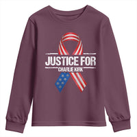 Justice For Charlie Kirk Youth Sweatshirt Patriotic Tribute Human Rights Activist - Wonder Print Shop