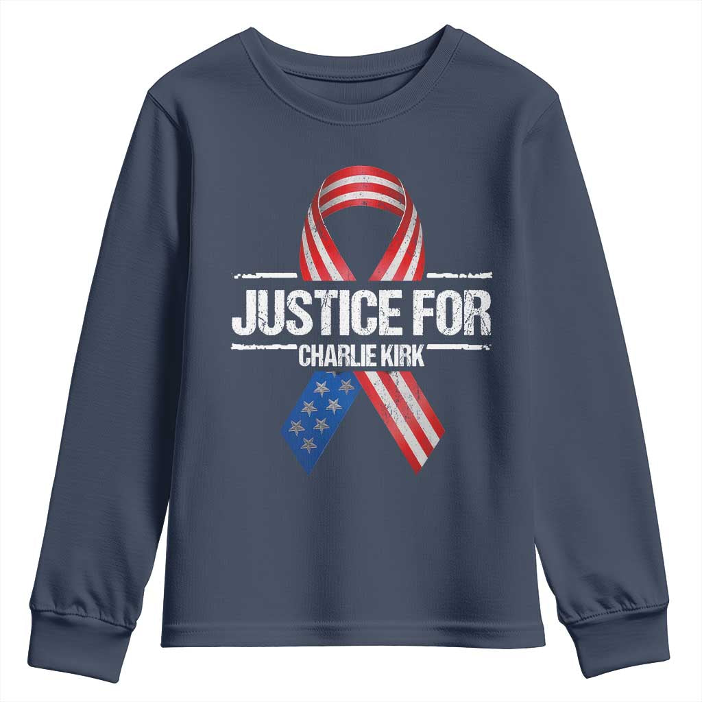 Justice For Charlie Kirk Youth Sweatshirt Patriotic Tribute Human Rights Activist - Wonder Print Shop