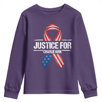 Justice For Charlie Kirk Youth Sweatshirt Patriotic Tribute Human Rights Activist - Wonder Print Shop