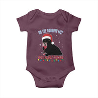 Funny Christmas Black Cat Baby Onesie On The Naughty List And I Regret Nothing Candy Cane