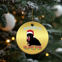 Funny Xmas Black Cat Christmas Ornament On The Naughty List And I Regret Nothing Candy Cane - Wonder Print Shop