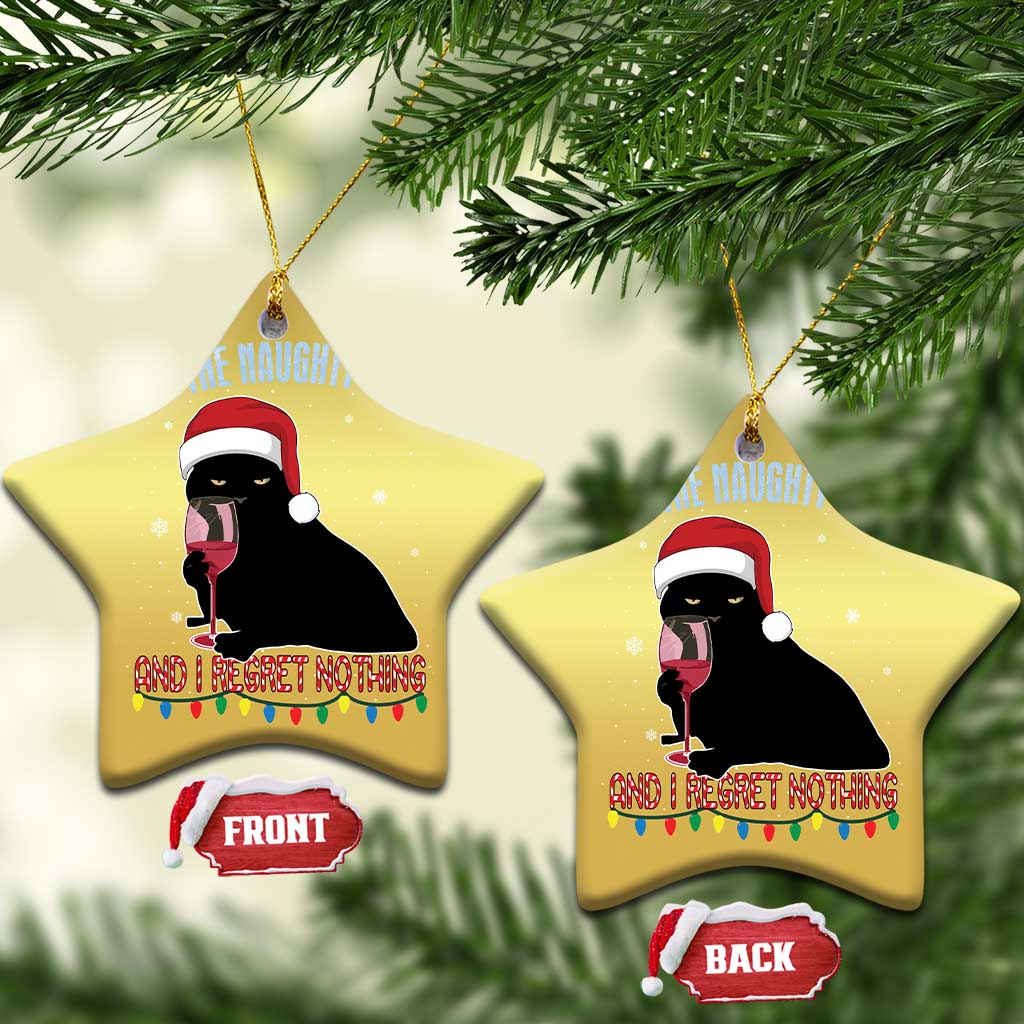 Funny Xmas Black Cat Christmas Ornament On The Naughty List And I Regret Nothing Candy Cane - Wonder Print Shop