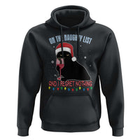 Funny Christmas Black Cat Hoodie On The Naughty List And I Regret Nothing Candy Cane
