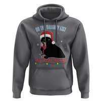 Funny Christmas Black Cat Hoodie On The Naughty List And I Regret Nothing Candy Cane