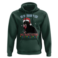 Funny Christmas Black Cat Hoodie On The Naughty List And I Regret Nothing Candy Cane