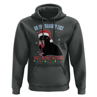 Funny Christmas Black Cat Hoodie On The Naughty List And I Regret Nothing Candy Cane