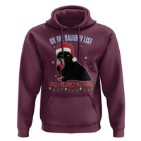 Funny Christmas Black Cat Hoodie On The Naughty List And I Regret Nothing Candy Cane