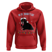 Funny Christmas Black Cat Hoodie On The Naughty List And I Regret Nothing Candy Cane