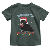 Funny Christmas Black Cat Toddler T Shirt On The Naughty List And I Regret Nothing Candy Cane