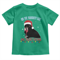 Funny Christmas Black Cat Toddler T Shirt On The Naughty List And I Regret Nothing Candy Cane
