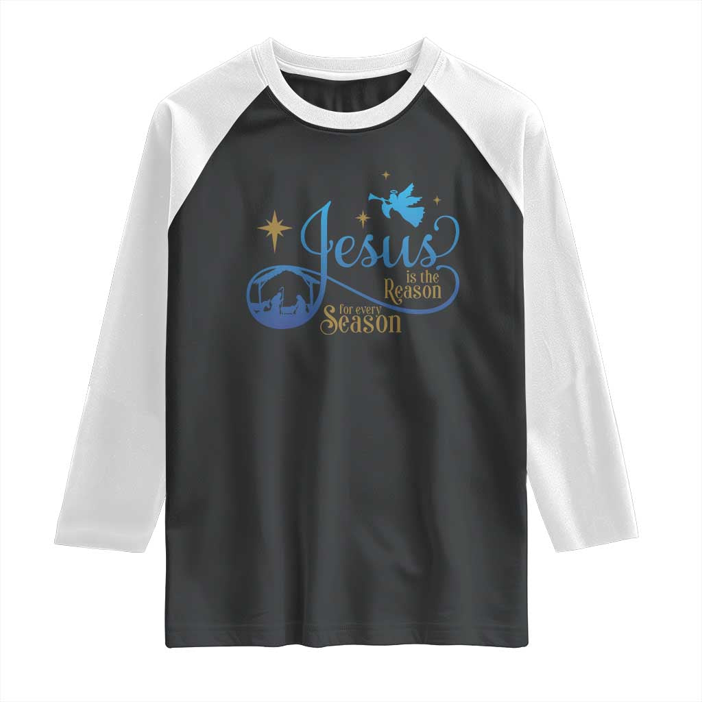 Jesus Is The Reason For The Season Raglan Shirt Nativity Scene - Wonder Print Shop