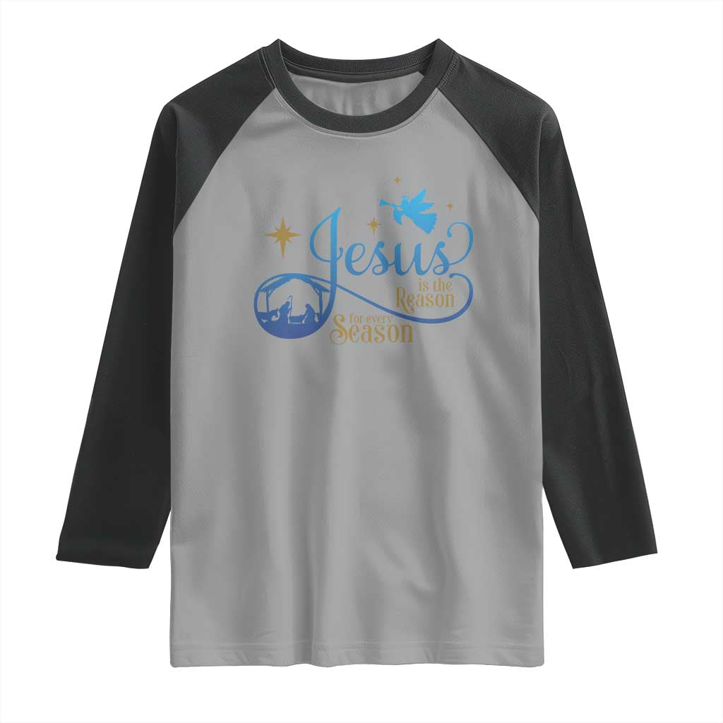 Jesus Is The Reason For The Season Raglan Shirt Nativity Scene - Wonder Print Shop