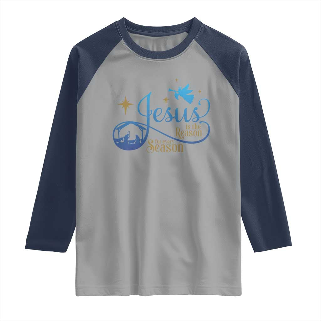Jesus Is The Reason For The Season Raglan Shirt Nativity Scene - Wonder Print Shop