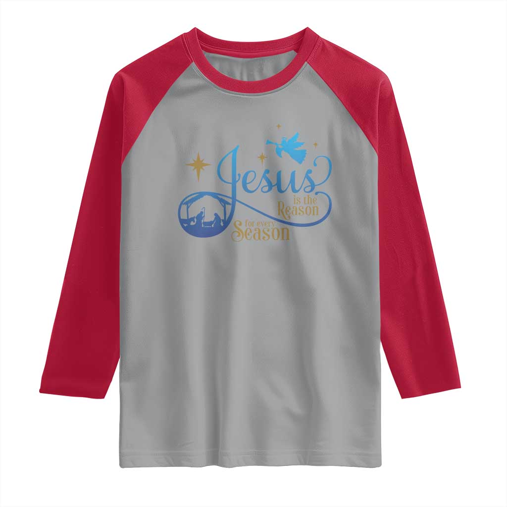 Jesus Is The Reason For The Season Raglan Shirt Nativity Scene - Wonder Print Shop