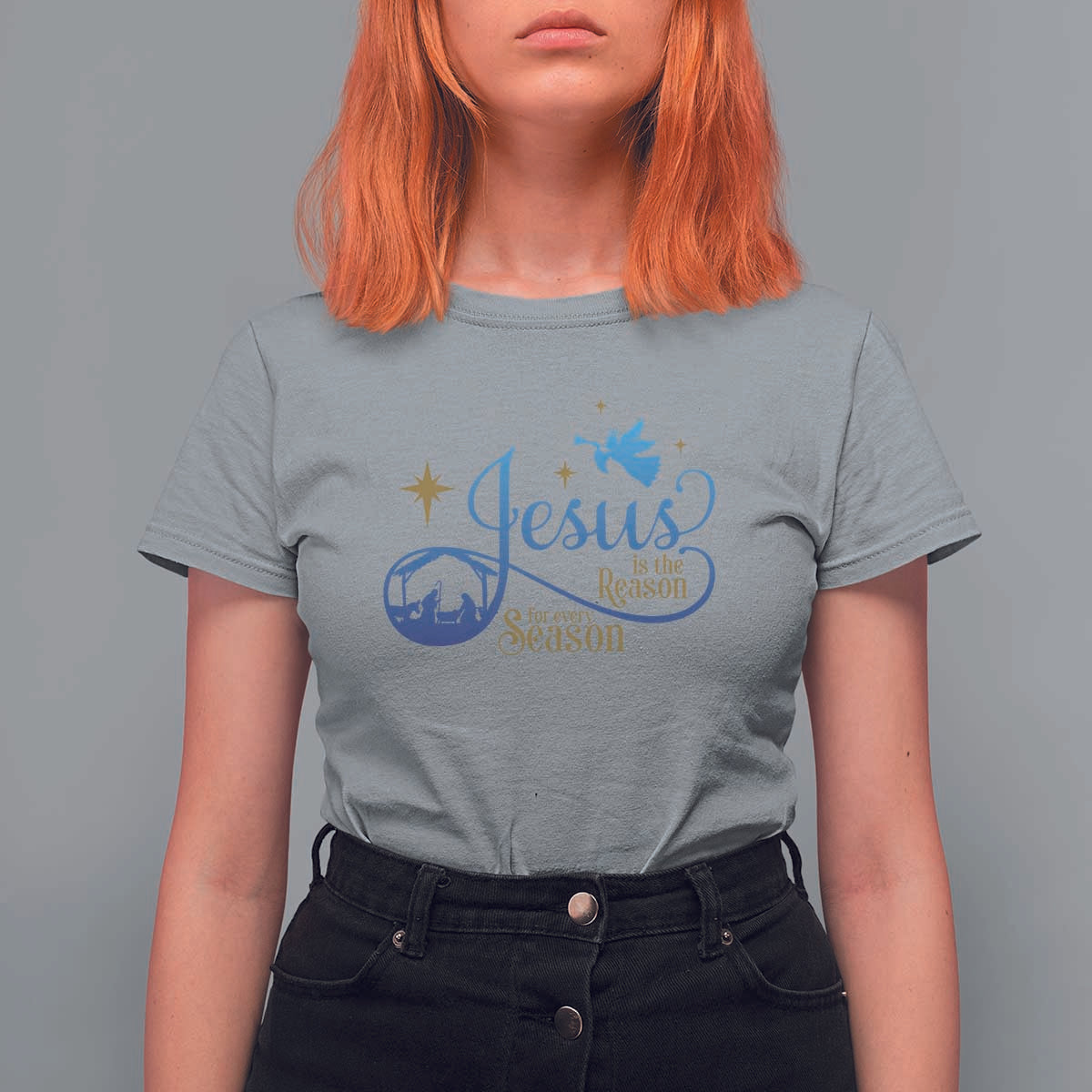 Jesus Is The Reason For The Season T Shirt For Women Nativity Scene - Wonder Print Shop