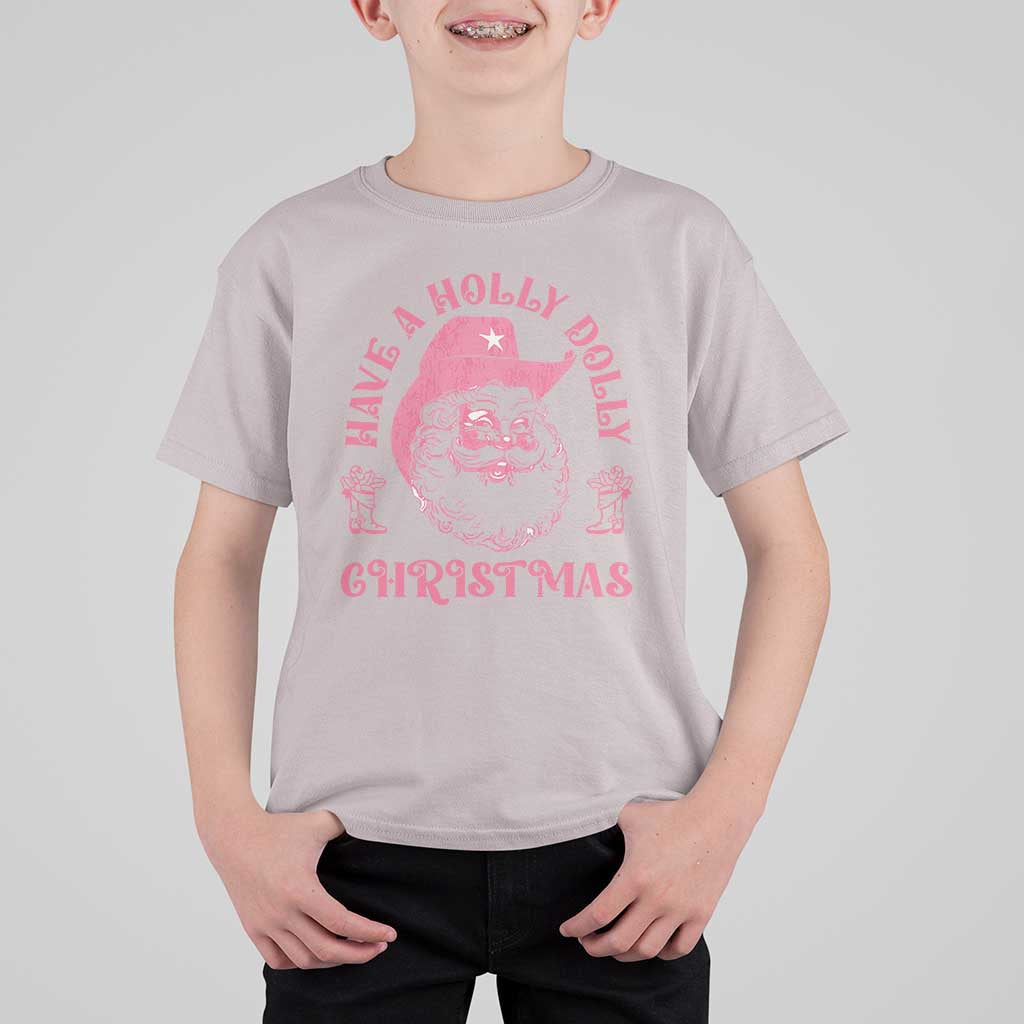 Western Xmas T Shirt For Kid Have A Holly Dolly Christmas Cowboy Santa - Wonder Print Shop