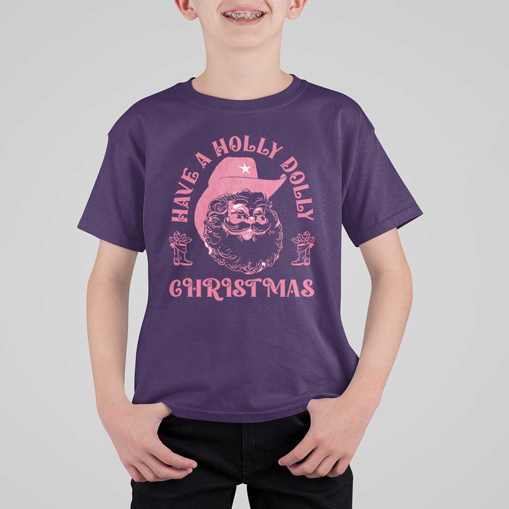 Western Xmas T Shirt For Kid Have A Holly Dolly Christmas Cowboy Santa - Wonder Print Shop