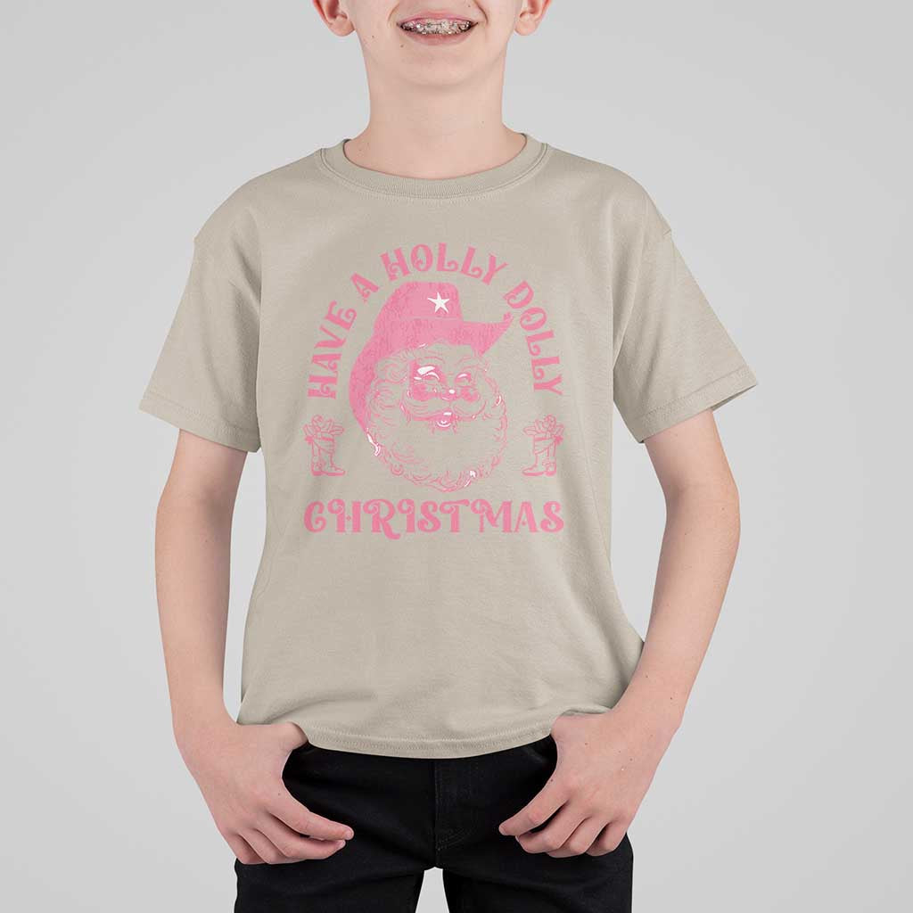 Western Xmas T Shirt For Kid Have A Holly Dolly Christmas Cowboy Santa - Wonder Print Shop