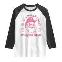 Western Christmas Raglan Shirt Have A Holly Dolly Christmas Cowboy Santa - Wonder Print Shop