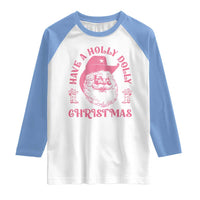 Western Christmas Raglan Shirt Have A Holly Dolly Christmas Cowboy Santa - Wonder Print Shop
