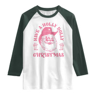 Western Christmas Raglan Shirt Have A Holly Dolly Christmas Cowboy Santa - Wonder Print Shop