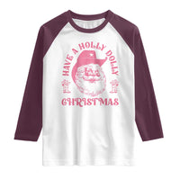 Western Christmas Raglan Shirt Have A Holly Dolly Christmas Cowboy Santa - Wonder Print Shop