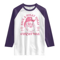 Western Christmas Raglan Shirt Have A Holly Dolly Christmas Cowboy Santa - Wonder Print Shop